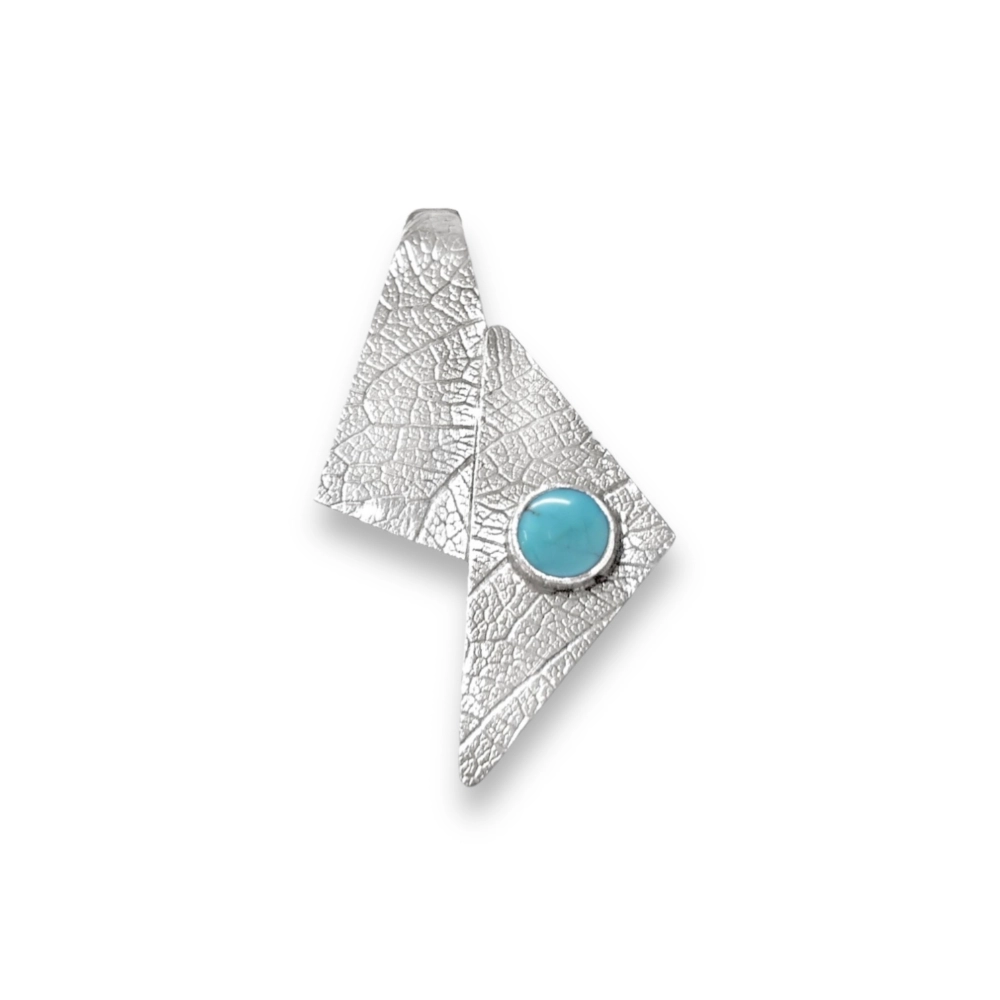 Sterling silver and Turquoise pendant featuring the leaf texture